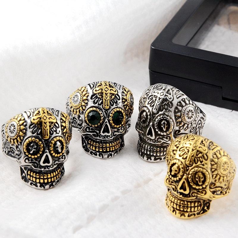 Biker Skull Ring for Men 316L Stainless Steel Hiphop Punk Style