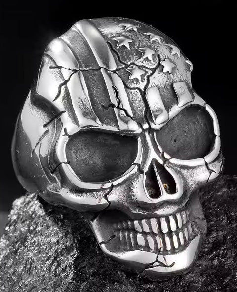 Bone Crusher Rock Demon Charm Skull Jewellery 316l Mens Punk Stainless Steel Ring