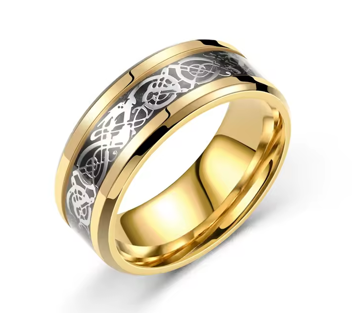 316L Stainless Steel Dragon Grain Rings Bands Jewellery for Women and Men