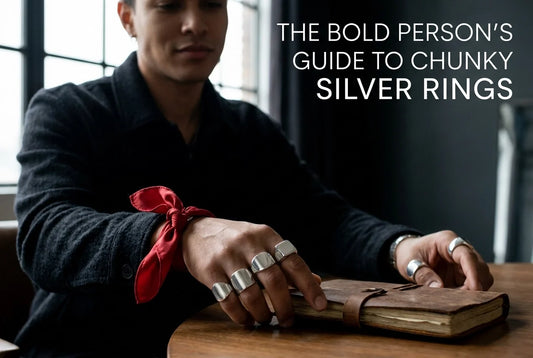 Professional header image for list-based article: The Bold Person's Guide to Chunky Silver Rings