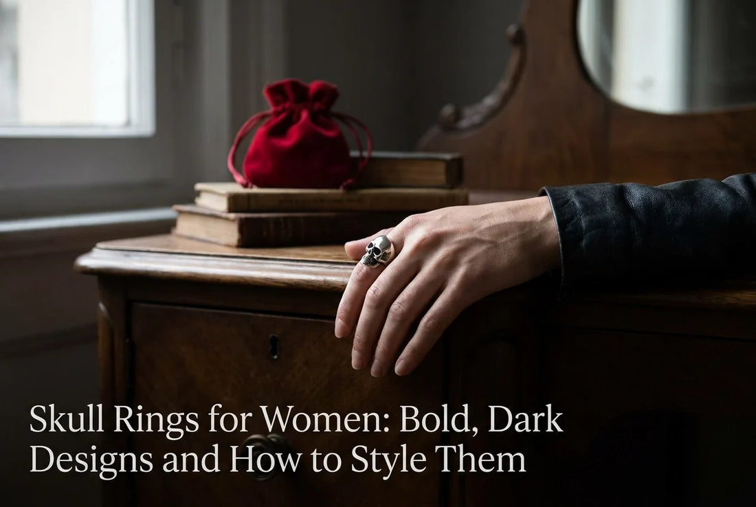 Professional header image for list-based article: Skull Rings for Women: Bold, Dark Designs and How to Styl...