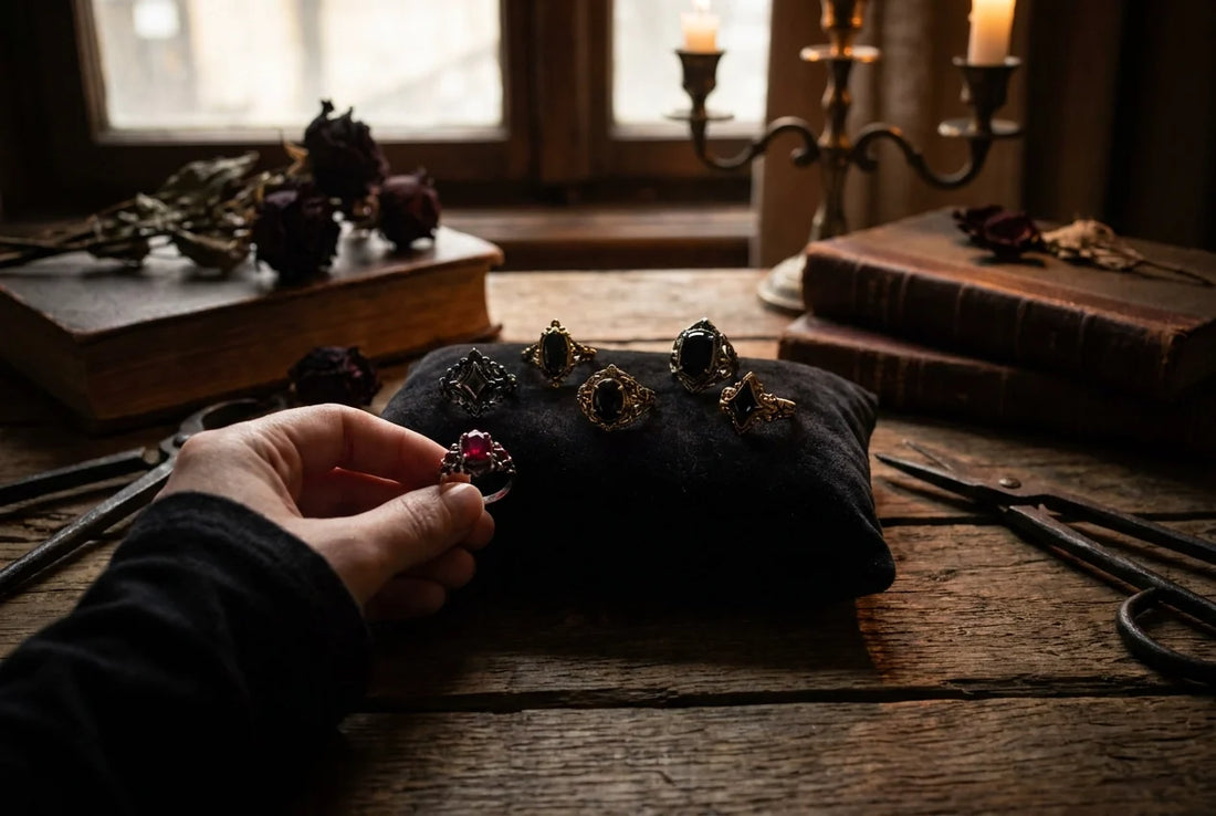Professional header image for list-based article: Gothic Engagement Rings: What to Look for When You Want S...