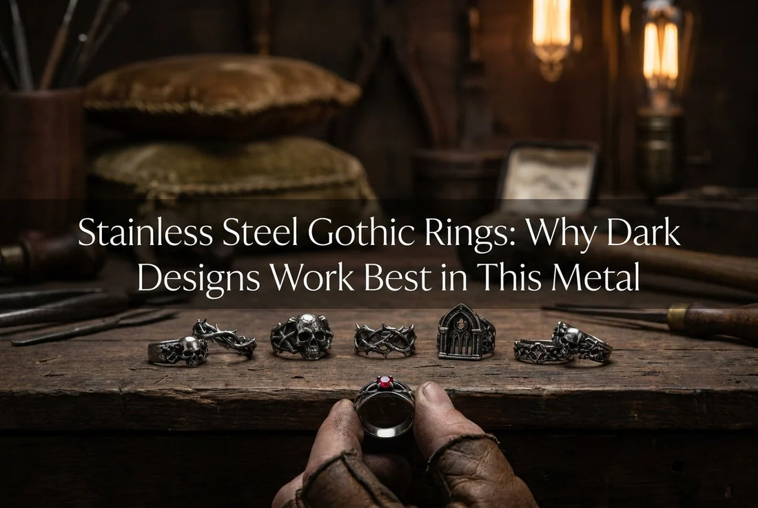 Professional header image for industry analysis: Stainless Steel Gothic Rings: Why Dark Designs Work Best ...