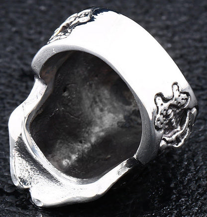 Men's Titanium Steel Ring Zircon Skull Head Biker Jewellery