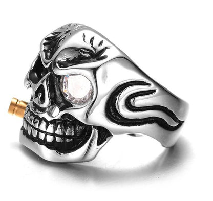 Biker Skull Ring Gothic Punk Style Silver Stainless Steel Statement Heavy Metal