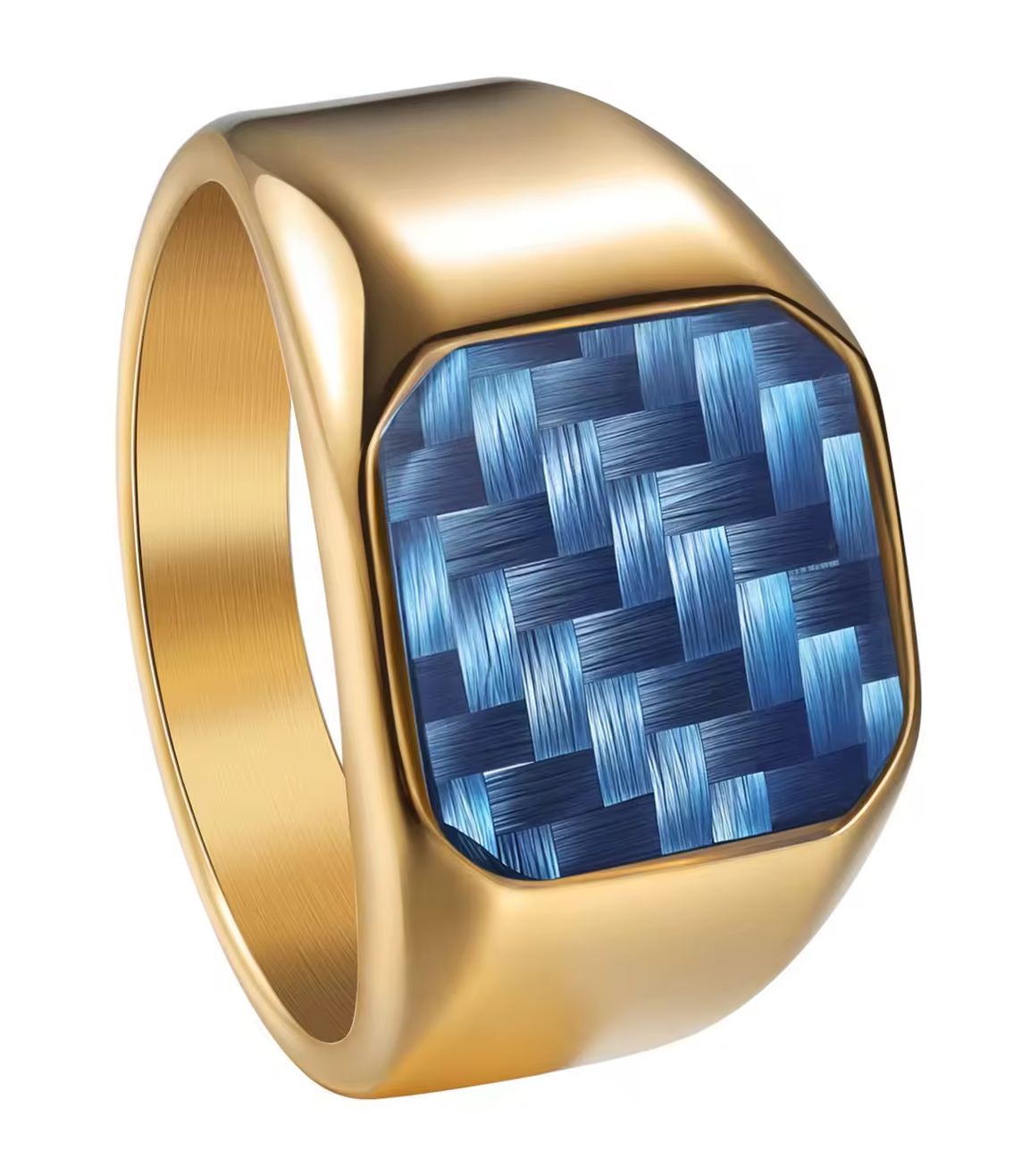 316L Stainless Steel Signet Ring with Carbon Fiber Men's Nautical Style