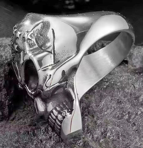 Bone Crusher Rock Demon Charm Skull Jewellery 316l Mens Punk Stainless Steel Ring