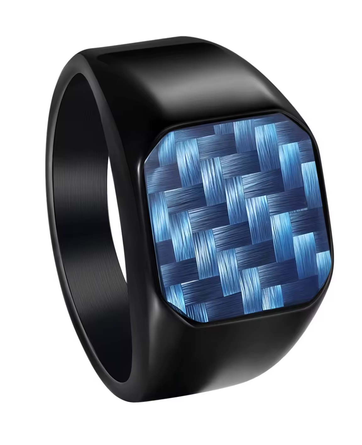 316L Stainless Steel Signet Ring with Carbon Fiber Men's Nautical Style