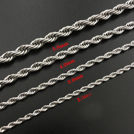 Silver Chain Stainless Steel Twist Rope Franco Chain Necklace for Men Women