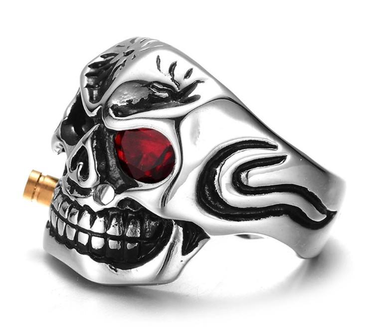 Biker Skull Ring Gothic Punk Style Silver Stainless Steel Statement Heavy Metal