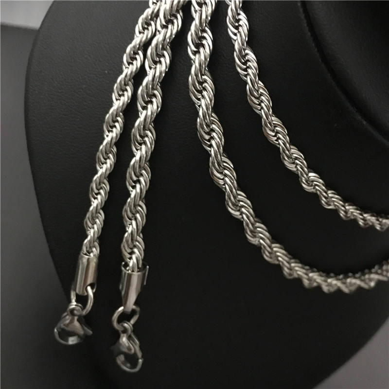 Silver Chain Stainless Steel Twist Rope Franco Chain Necklace for Men Women