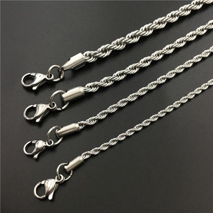 Silver Chain Stainless Steel Twist Rope Franco Chain Necklace for Men Women
