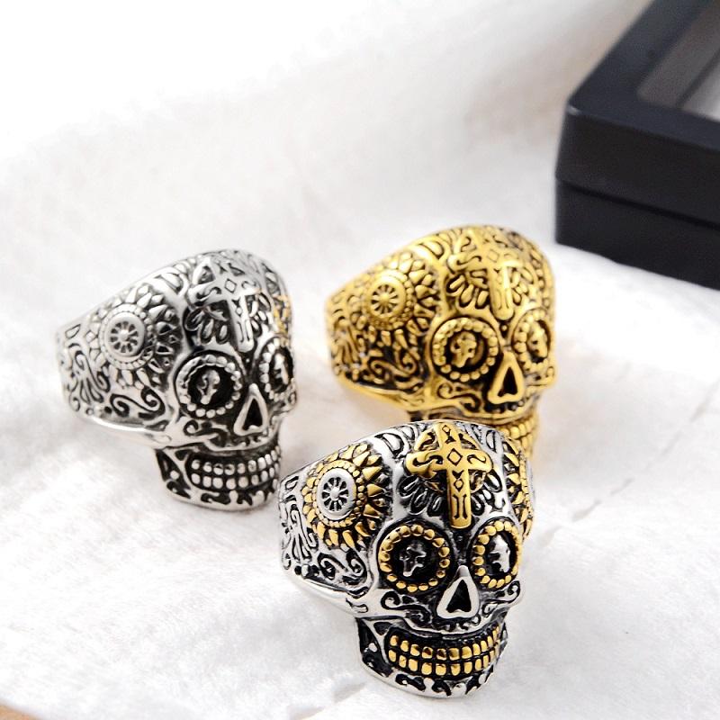 Biker Skull Ring for Men 316L Stainless Steel Hiphop Punk Style