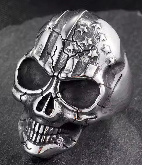 Bone Crusher Rock Demon Charm Skull Jewellery 316l Mens Punk Stainless Steel Ring