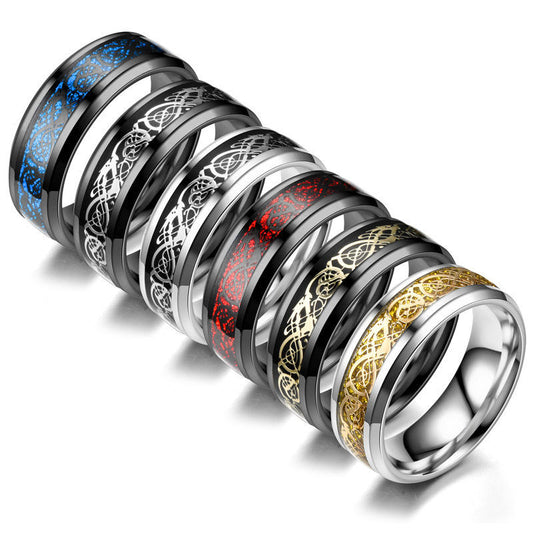 316L Stainless Steel Dragon Grain Rings Bands Jewellery for Women and Men