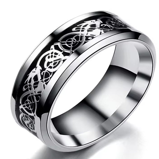 316L Stainless Steel Dragon Grain Rings Bands Jewellery for Women and Men