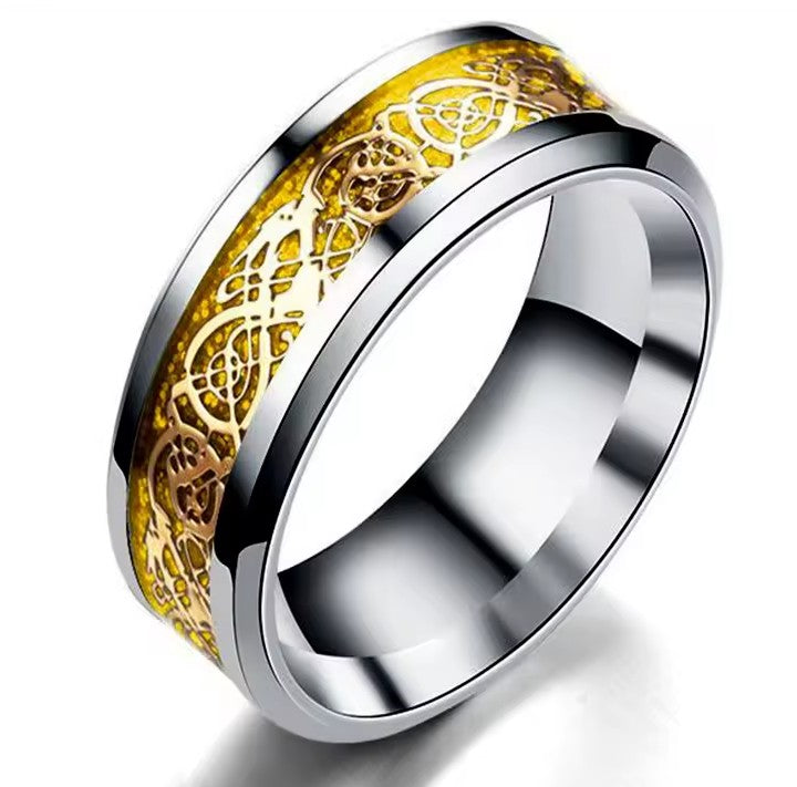 316L Stainless Steel Dragon Grain Rings Bands Jewellery for Women and Men