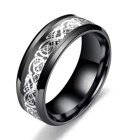 316L Stainless Steel Dragon Grain Rings Bands Jewellery for Women and Men