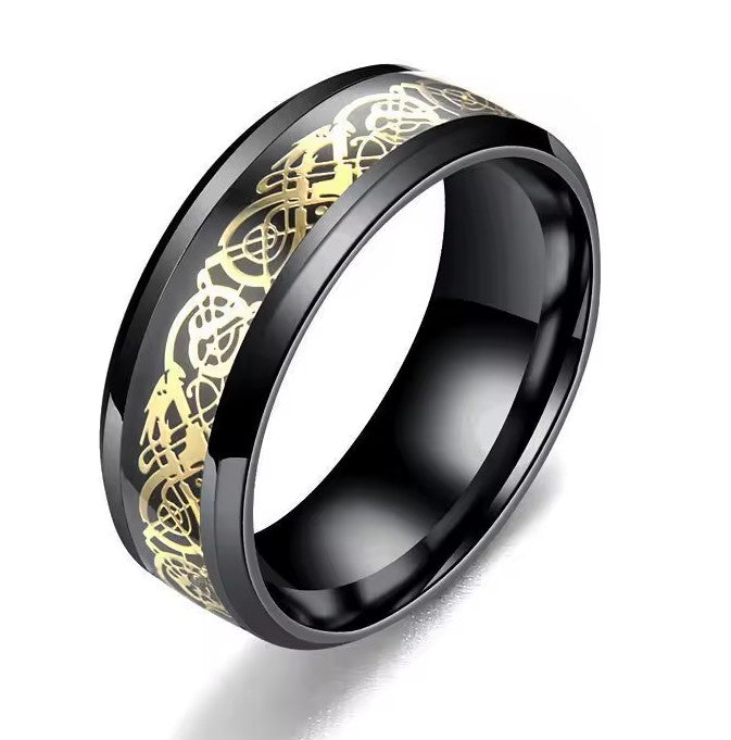 316L Stainless Steel Dragon Grain Rings Bands Jewellery for Women and Men