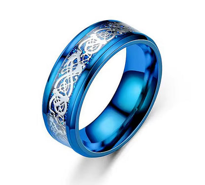 316L Stainless Steel Dragon Grain Rings Bands Jewellery for Women and Men