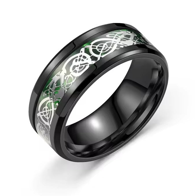 316L Stainless Steel Dragon Grain Rings Bands Jewellery for Women and Men