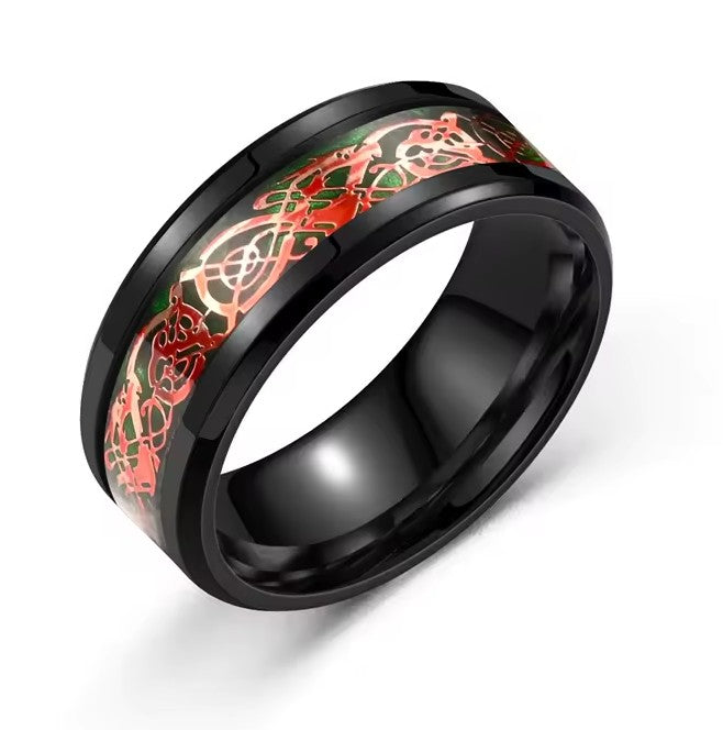 316L Stainless Steel Dragon Grain Rings Bands Jewellery for Women and Men