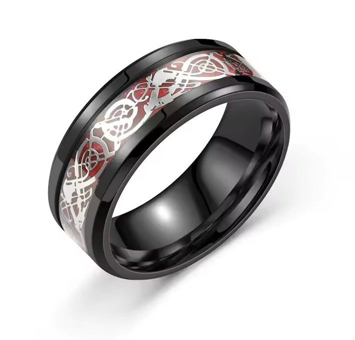 316L Stainless Steel Dragon Grain Rings Bands Jewellery for Women and Men