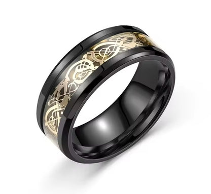 316L Stainless Steel Dragon Grain Rings Bands Jewellery for Women and Men