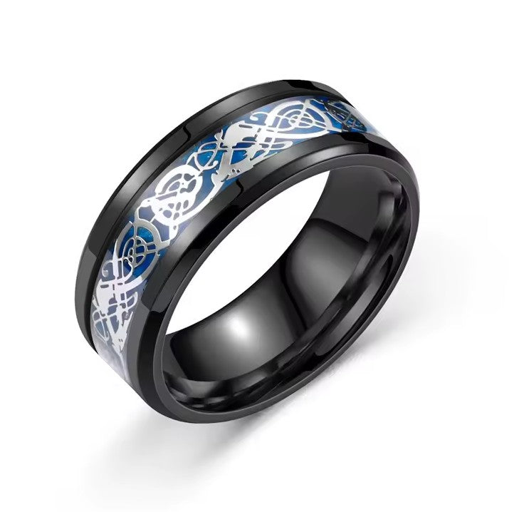 316L Stainless Steel Dragon Grain Rings Bands Jewellery for Women and Men
