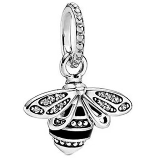 Silver Plated Bee Dangle Charm Gift for Her Snake Chain Bracelet