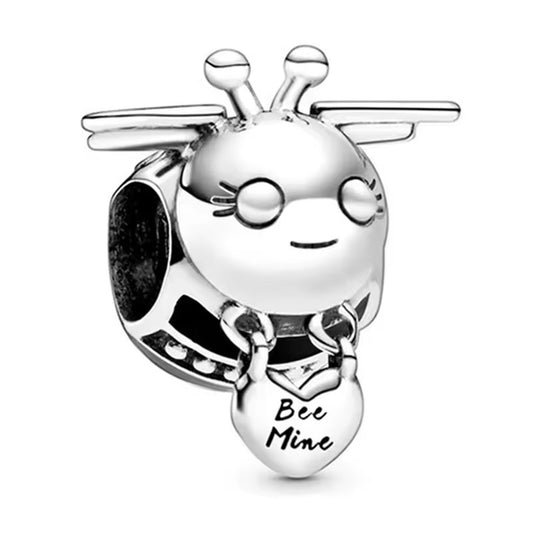 Silver Plated Bee Mine Charm Snake Chain Bracelet Gift for Her Valentine's UK