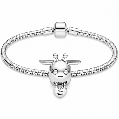 Silver Plated Bee Mine Charm Snake Chain Bracelet Gift for Her Valentine's UK