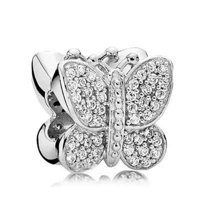 Silver Plated Butterfly Charm Snake Chain Bracelet Gift for Her Crystal UK