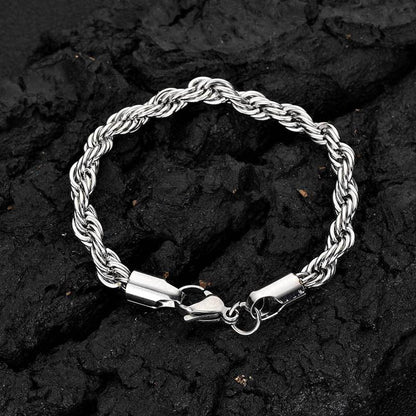 316L Stainless Steel Rope Link Chain Bracelet for Men Women