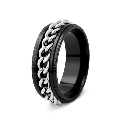 Stainless Steel Rotatable Chain Ring – 8mm Wide Fidget Spinner Band