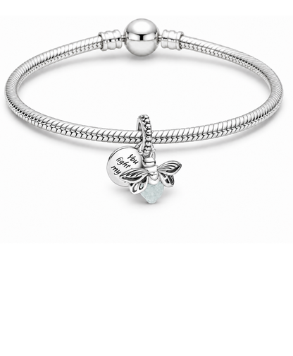 Silver Plated Firefly You Light Up My Life Bracelet Dangle Charm Gift for Her