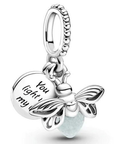 Silver Plated Firefly You Light Up My Life Bracelet Dangle Charm Gift for Her