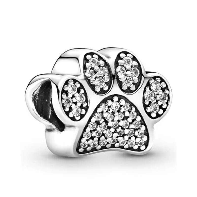 Silver Plated Paw Print Charm Snake Chain Bracelet Gift for Her Dog Cat Lover