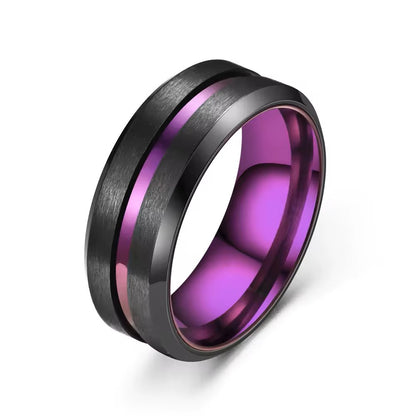 Two Tone Plated Matt Polish 316l Titanium Stainless Steel Band Unisex Ring