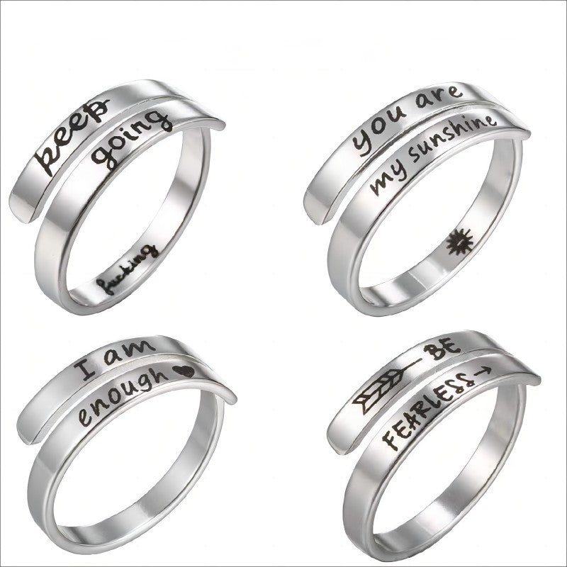 316L Stainless Steel Ring Classic Engraved Insperational Ring Unisex Adjustable
