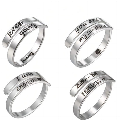 316L Stainless Steel Ring Classic Engraved Insperational Ring Unisex Adjustable