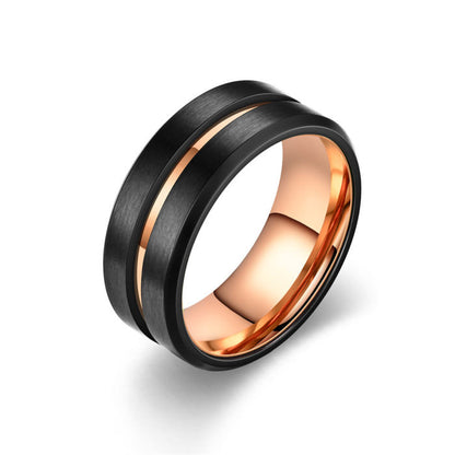 Two Tone Plated Matt Polish 316l Titanium Stainless Steel Band Unisex Ring