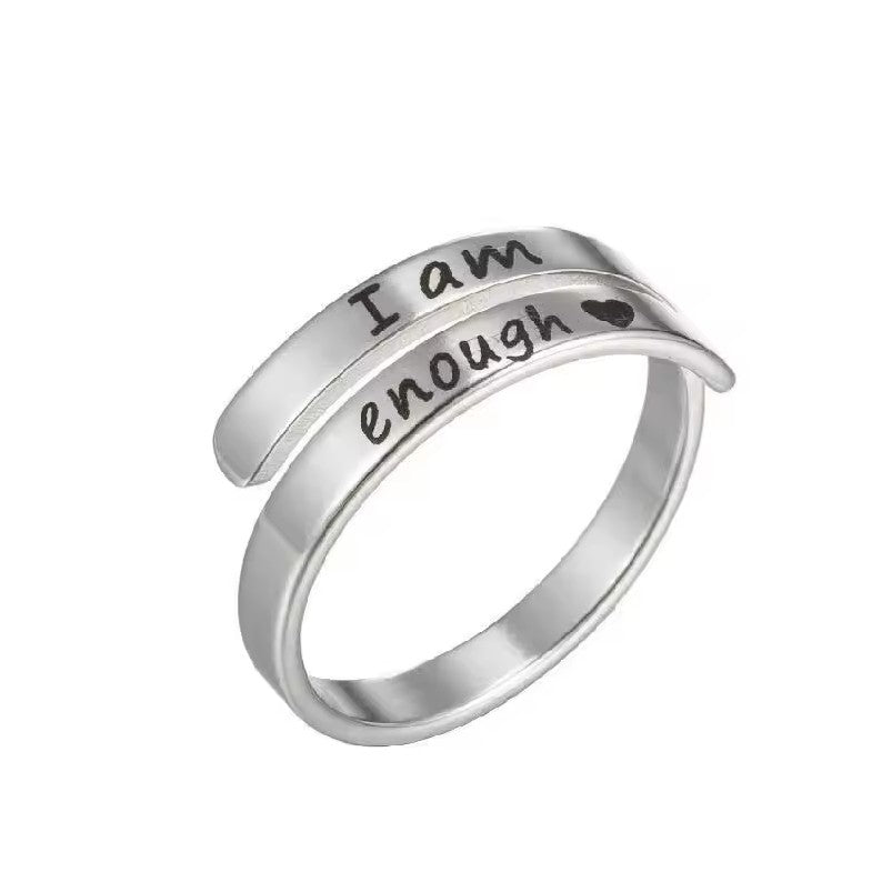 316L Stainless Steel Ring Classic Engraved Insperational Ring Unisex Adjustable
