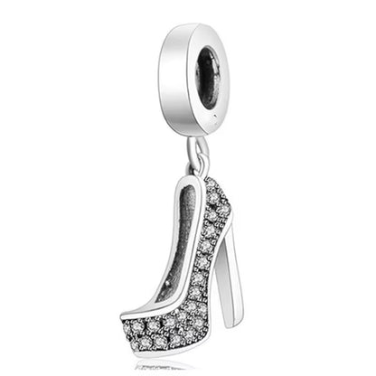 Silver Plated Princess Shoe Charm Snake Chain Bracelet Gift for Her Crystal UK