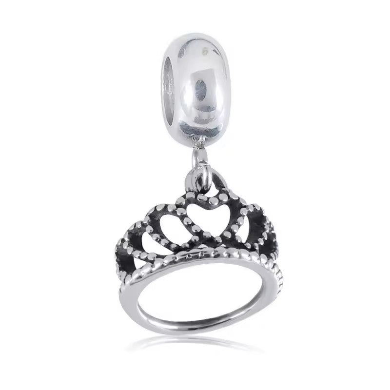 316L Stainless Steel Princess Crown Dangle Charm Fits Snake Chain Bracelet