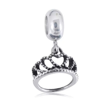 316L Stainless Steel Princess Crown Dangle Charm Fits Snake Chain Bracelet
