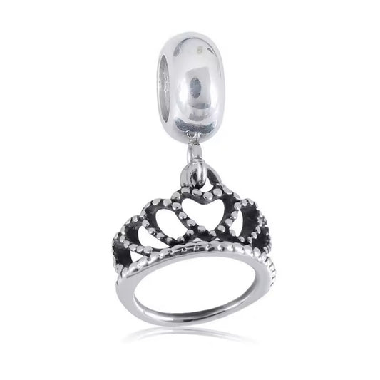 316L Stainless Steel Princess Crown Dangle Charm Fits Snake Chain Bracelet