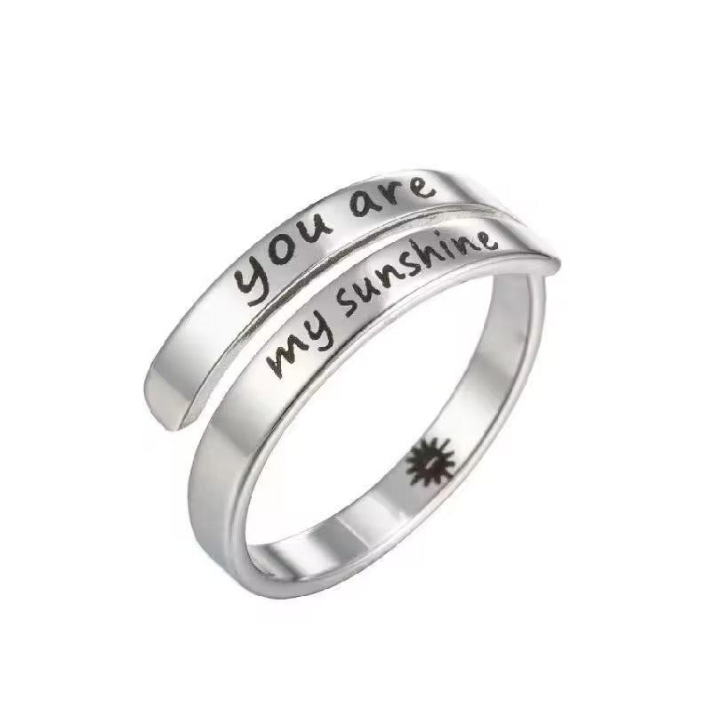 316L Stainless Steel Ring Classic Engraved Insperational Ring Unisex Adjustable