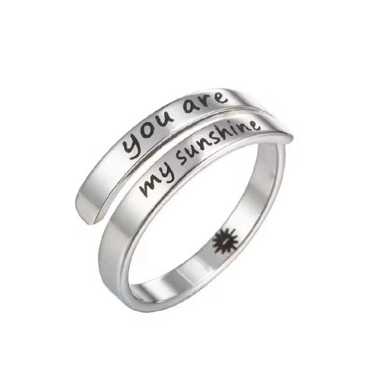 316L Stainless Steel Ring Classic Engraved Insperational Ring Unisex Adjustable
