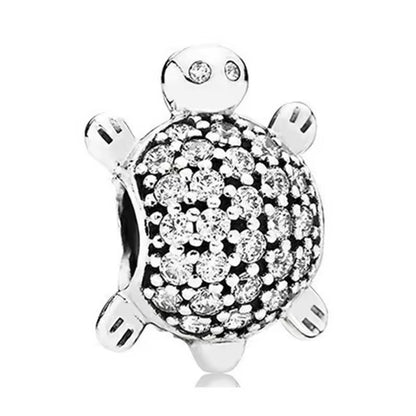 Share Silver Plated Turtle Charm Snake Chain Bracelet Gift for Her Crystal UK